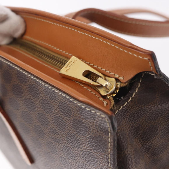 CELINE Macadam Canvas Tote Bag PVC Leather Brown Gold Auth 183115V