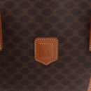 CELINE Macadam Canvas Tote Bag PVC Leather Brown Gold Auth 183115V-19