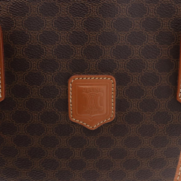 CELINE Macadam Canvas Tote Bag PVC Leather Brown Gold Auth 183115V