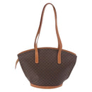 CELINE Macadam Canvas Tote Bag PVC Leather Brown Gold Auth 183115V-2