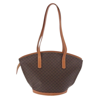 CELINE Macadam Canvas Tote Bag PVC Leather Brown Gold Auth 183115V - 0