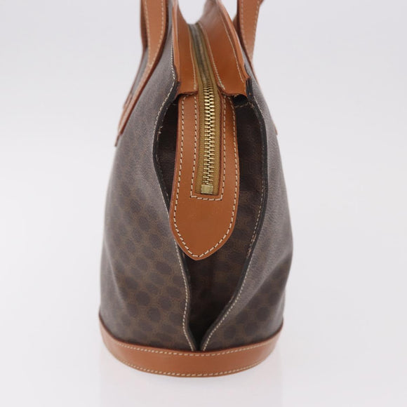 CELINE Macadam Canvas Tote Bag PVC Leather Brown Gold Auth 183115V