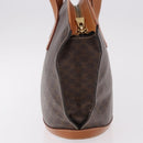 CELINE Macadam Canvas Tote Bag PVC Leather Brown Gold Auth 183115V-4