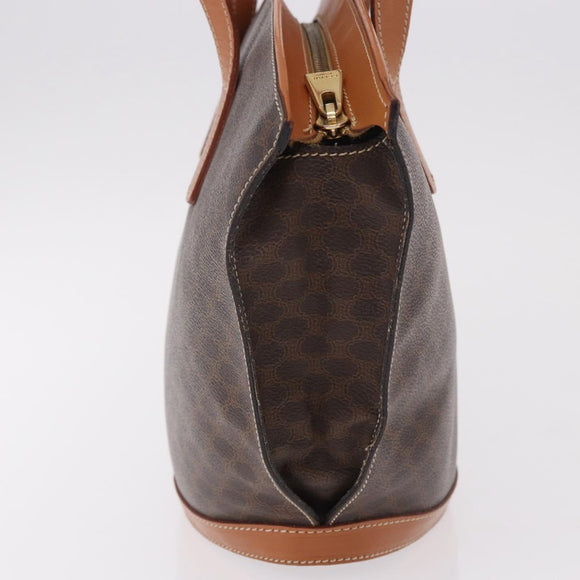 CELINE Macadam Canvas Tote Bag PVC Leather Brown Gold Auth 183115V