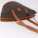 CELINE Macadam Canvas Tote Bag PVC Leather Brown Gold Auth 183115V-6