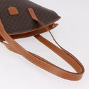 CELINE Macadam Canvas Tote Bag PVC Leather Brown Gold Auth 183115V-7