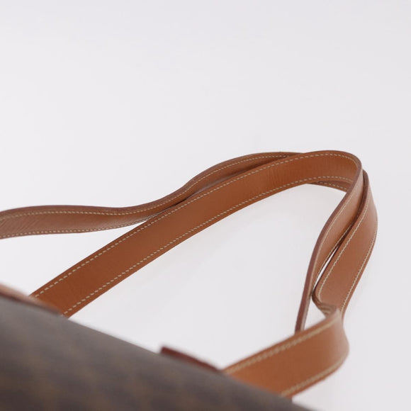 CELINE Macadam Canvas Tote Bag PVC Leather Brown Gold Auth 183115V