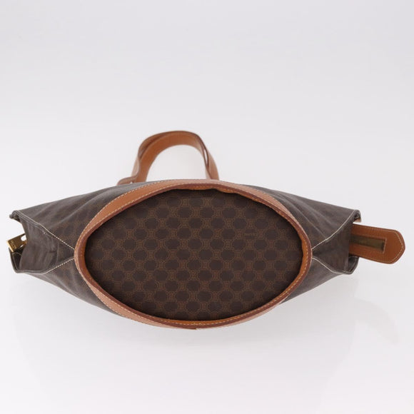 CELINE Macadam Canvas Tote Bag PVC Leather Brown Gold Auth 183115V