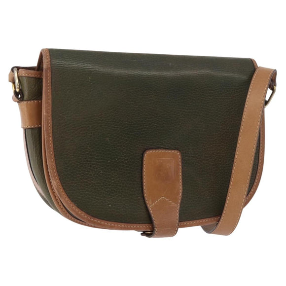 CELINE Shoulder Bag Leather Green Gold Auth 183117