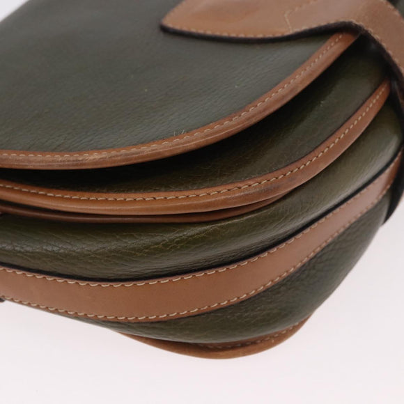 CELINE Shoulder Bag Leather Green Gold Auth 183117