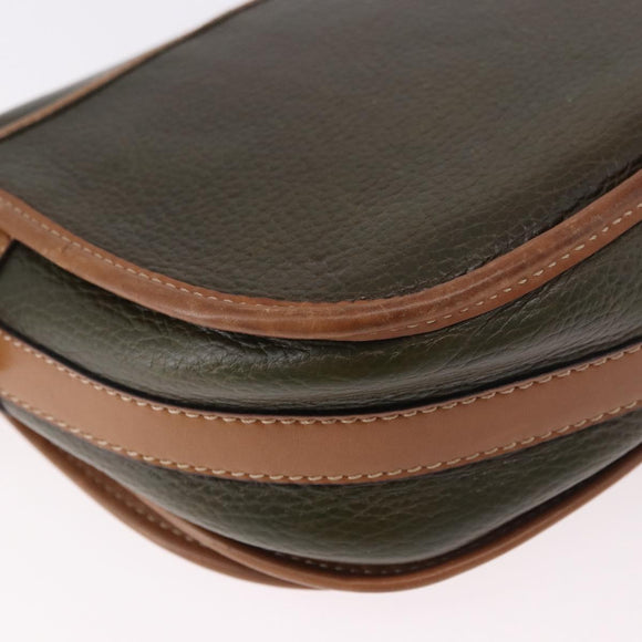 CELINE Shoulder Bag Leather Green Gold Auth 183117