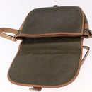 CELINE Shoulder Bag Leather Green Gold Auth 183117-10