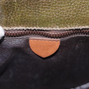 CELINE Shoulder Bag Leather Green Gold Auth 183117-18