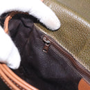 CELINE Shoulder Bag Leather Green Gold Auth 183117-21