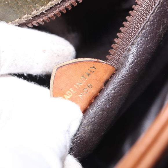 CELINE Shoulder Bag Leather Green Gold Auth 183117