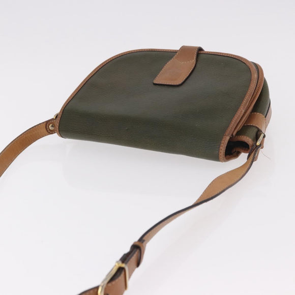 CELINE Shoulder Bag Leather Green Gold Auth 183117