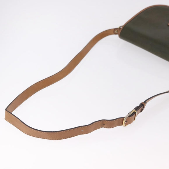 CELINE Shoulder Bag Leather Green Gold Auth 183117