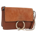 Chloe Fay Schoudertas Suède Bruin Goud Auth 183119A-1