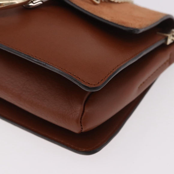 Chloe Fay Schoudertas Suède Bruin Goud Auth 183119A