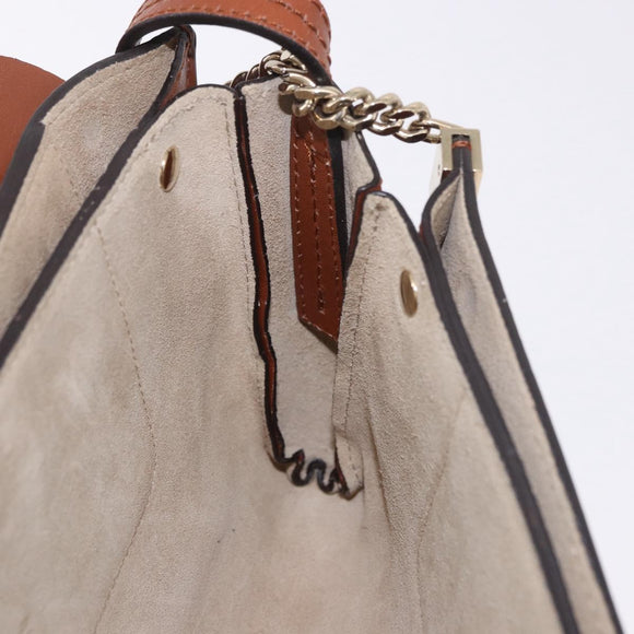 Chloe Fay Schoudertas Suède Bruin Goud Auth 183119A