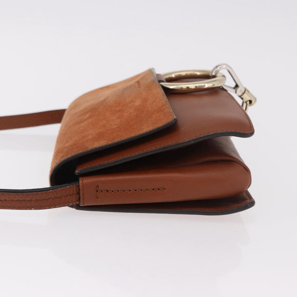 Chloe Fay Schoudertas Suède Bruin Goud Auth 183119A