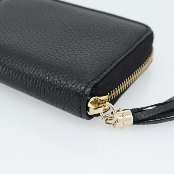 GUCCI Soho Coin Purse Leather Outlet Black Gold 598009 Auth 183123M