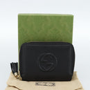 GUCCI Soho Coin Purse Leather Outlet Black Gold 598009 Auth 183123M-12