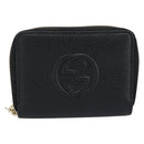 GUCCI Soho Coin Purse Leather Outlet Black Gold 598009 Auth 183123M-13