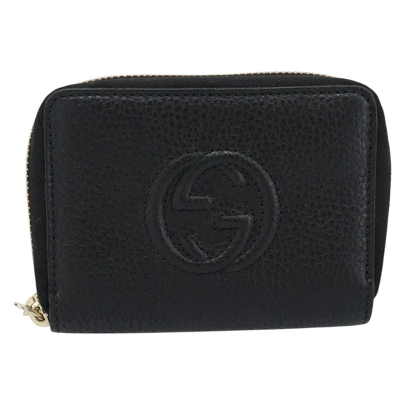 GUCCI Soho Coin Purse Leather Outlet Black Gold 598009 Auth 183123M