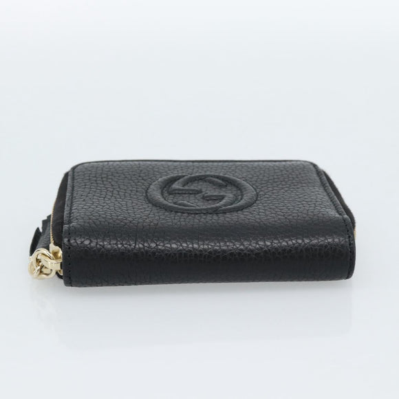 GUCCI Soho Coin Purse Leather Outlet Black Gold 598009 Auth 183123M