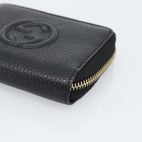 GUCCI Soho Coin Purse Leather Outlet Black Gold 598009 Auth 183123M
