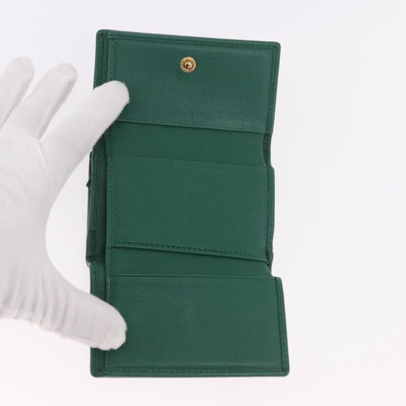 GUCCI Horsebit Compact Wallet Leather Green Gold 659632 Auth 183124M