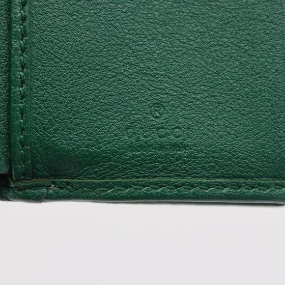 GUCCI Horsebit Compact Wallet Leather Green Gold 659632 Auth 183124M