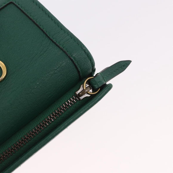 GUCCI Horsebit Compact Wallet Leather Green Gold 659632 Auth 183124M