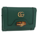 GUCCI Horsebit Compact Wallet Leather Green Gold 659632 Auth 183124M-1