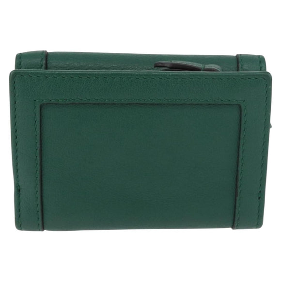 GUCCI Horsebit Compact Wallet Leather Green Gold 659632 Auth 183124M