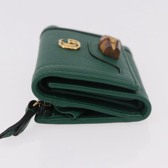 GUCCI Horsebit Compact Wallet Leather Green Gold 659632 Auth 183124M