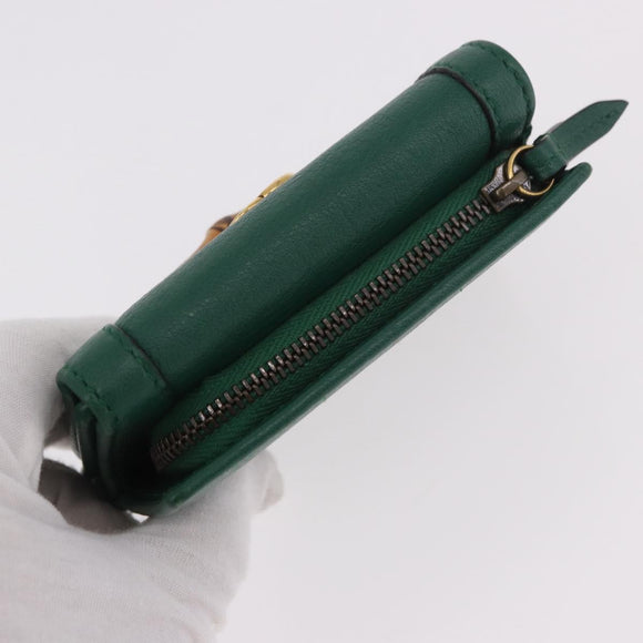 GUCCI Horsebit Compact Wallet Leather Green Gold 659632 Auth 183124M