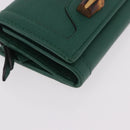 GUCCI Horsebit Compact Wallet Leather Green Gold 659632 Auth 183124M-7