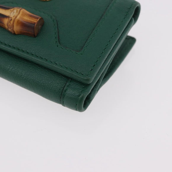 GUCCI Horsebit Compact Wallet Leather Green Gold 659632 Auth 183124M