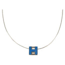 HERMES Cage De H H Cube Necklace metal Silver Auth 183125V-1