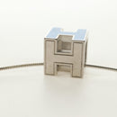 HERMES Cage De H H Cube Necklace metal Silver Auth 183125V-9
