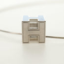 HERMES Cage De H H Cube Necklace metal Silver Auth 183125V-10