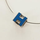 HERMES Cage De H H Cube Necklace metal Silver Auth 183125V-2