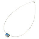 HERMES Cage De H H Cube Necklace metal Silver Auth 183125V-4