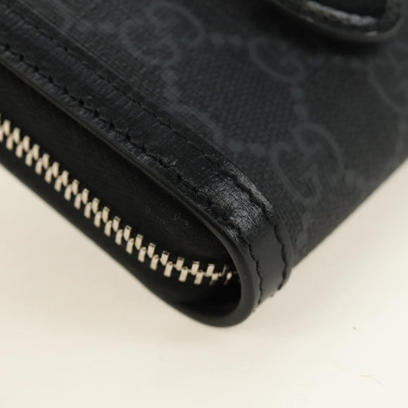 GUCCI GG Supreme Shoulder Bag PVC Black Silver 724351 Auth 183126M