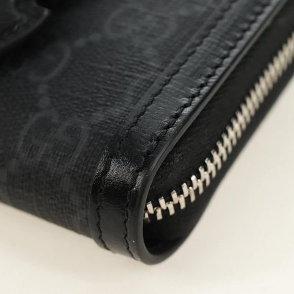 GUCCI GG Supreme Shoulder Bag PVC Black Silver 724351 Auth 183126M