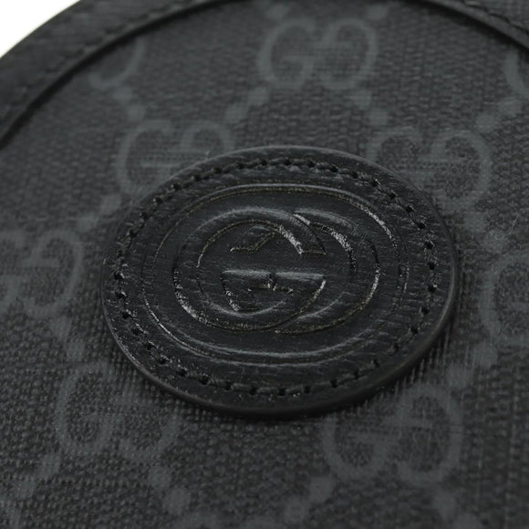 GUCCI GG Supreme Shoulder Bag PVC Black Silver 724351 Auth 183126M