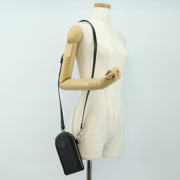 GUCCI GG Supreme Shoulder Bag PVC Black Silver 724351 Auth 183126M