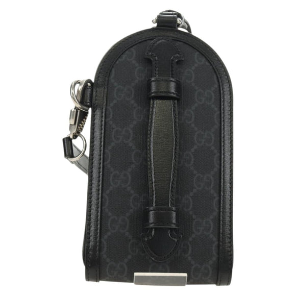 GUCCI GG Supreme Shoulder Bag PVC Black Silver 724351 Auth 183126M